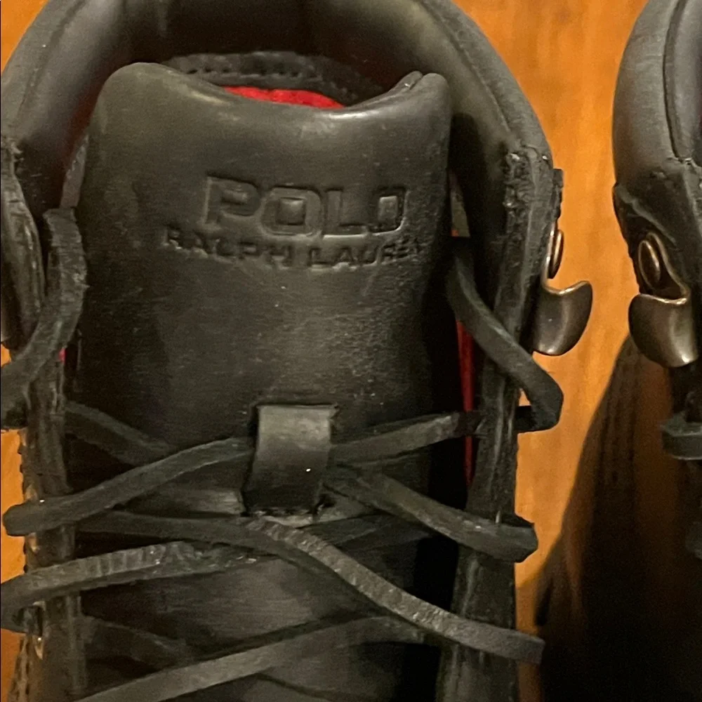 Polo Ralph Lauren Burson black leather Boots new Mens Size 8